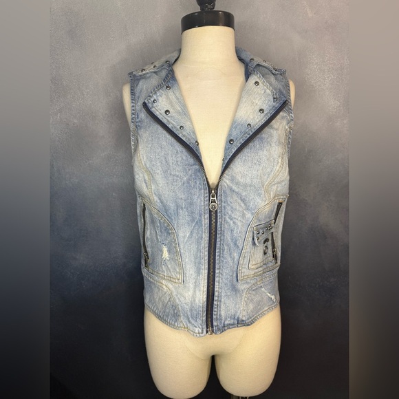 Harley-Davidson Distressed Denim Vest – Size S - Picture 2 of 16